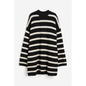 NWT H&M Black White Striped Oversized Knit Sweater Mini Dress Medium Classic